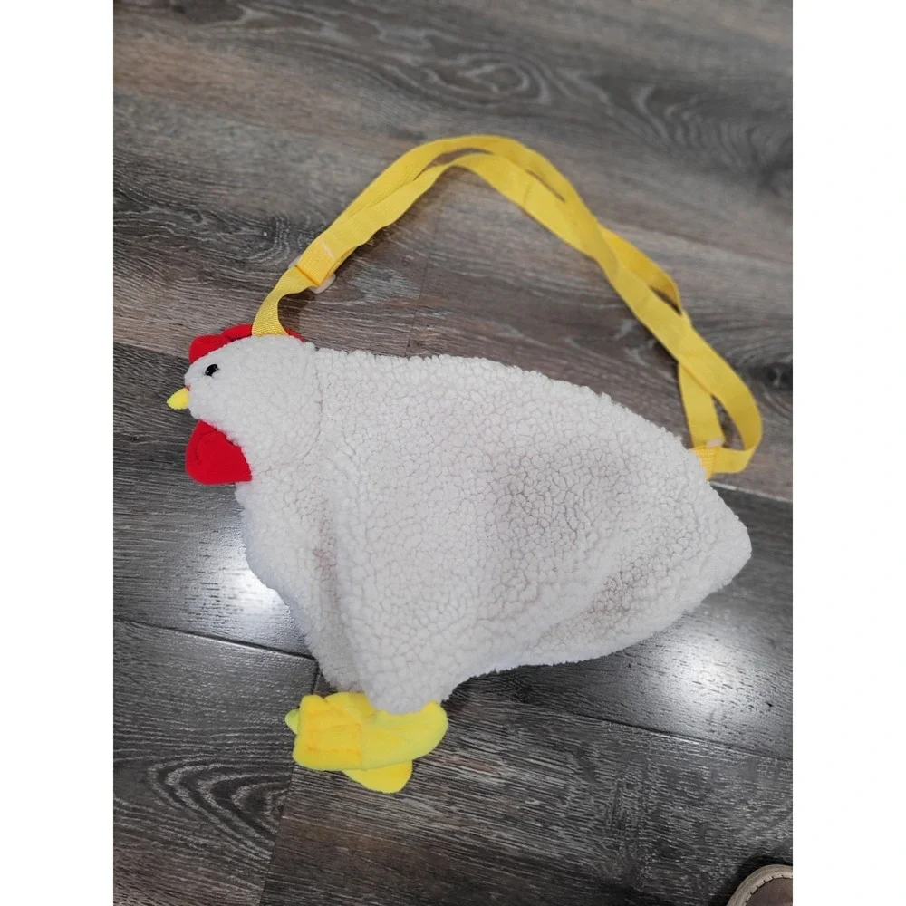 Plush Chicken Cross Body Handbag Bag‎ Costume Accessory White Cute Purse #3